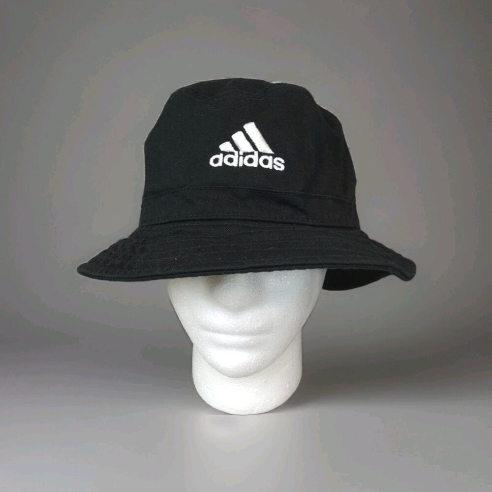 Adidas Bucket Hat Black Boonie Safari Hat Unisex One Size White Logo Classic